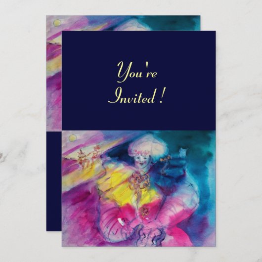 MIT EIGENEM UND VIOLIN GESCHLOSSEN, gelb, rosa bla Einladung (Vorne/Hinten)