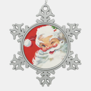 Mit einem Augenzwinkern - Weihnachtsbaumanhänger Schneeflocken Zinn-Ornament