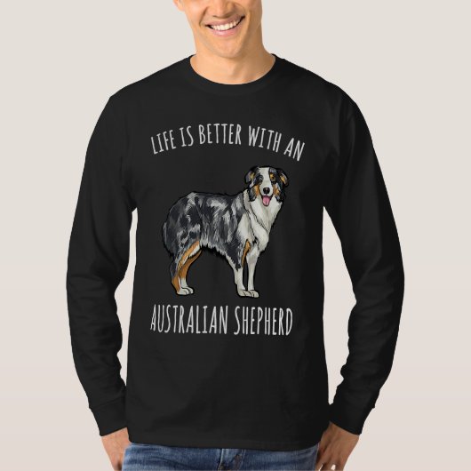 Mit einem Australian Shepherd Hund T-Shirt (Vorderseite)