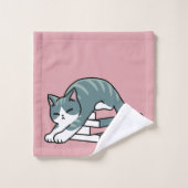 Mit einem Buch und einer Katze aufgerollt - Gemütl Badhandtuch Set (Waschlappen)