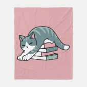 Mit einem Buch und einer Katze aufgerollt - Gemütl Fleecedecke (Vorderseite)
