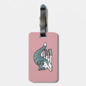 Mit einem Buch und einer Katze aufgerollt - Gemütl Gepäckanhänger (Rückseite vertikal)