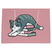 Mit einem Buch und einer Katze aufgerollt - Gemütl Große Geschenktüte (Vorderseite)
