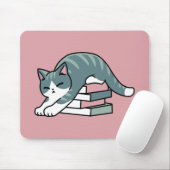Mit einem Buch und einer Katze aufgerollt - Gemütl Mousepad (Mit Mouse)