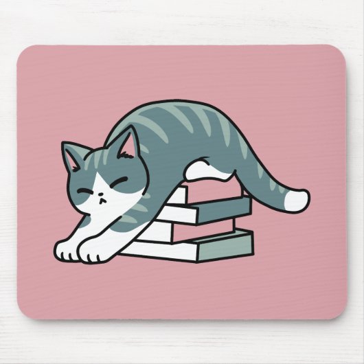 Mit einem Buch und einer Katze aufgerollt - Gemütl Mousepad (Vorne)