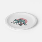 Mit einem Buch und einer Katze aufgerollt - Gemütl Pappteller (Schrägansicht)