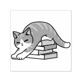 Mit einem Buch und einer Katze aufgerollt - Gemütl Permastempel (Design)