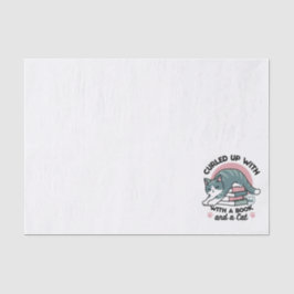 Mit einem Buch und einer Katze aufgerollt - Gemütl Seidenpapier