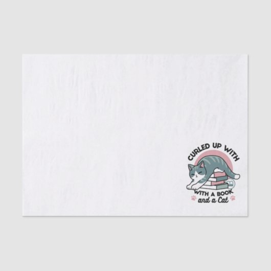 Mit einem Buch und einer Katze aufgerollt - Gemütl Seidenpapier (Vorderseite)