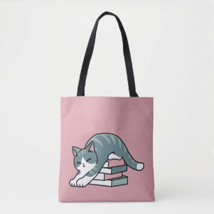 Mit einem Buch und einer Katze aufgerollt - Gemütl Tasche