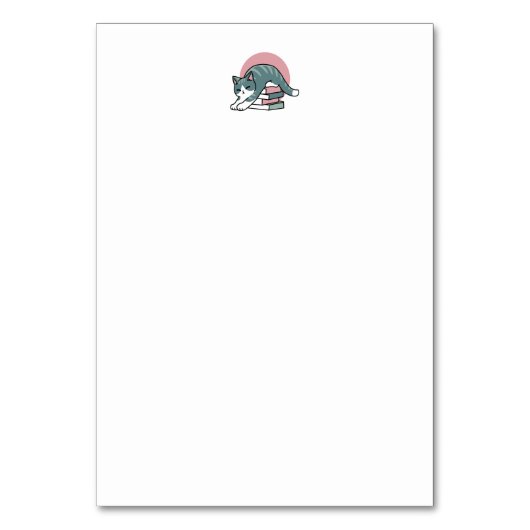 Mit einem Buch und einer Katze aufgerollt - Gemütl Tischnummer (Rückseite)