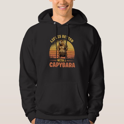 Mit einem Capybara süßer Bodybuilder Nagetier Hoodie (Vorderseite)