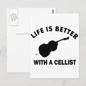 Mit einem Cello ist das Leben besser Postkarte (Vorne/Hinten)