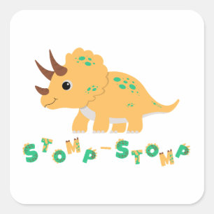 Mit einem Dino-Mite Party in den Spaß schwingen! Quadratischer Aufkleber