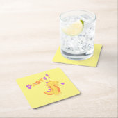 Mit einem Dino-Mite Party in den Spaß schwingen! Rechteckiger Pappuntersetzer (Vor Ort)