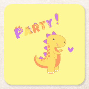 Mit einem Dino-Mite Party in den Spaß schwingen! Rechteckiger Pappuntersetzer