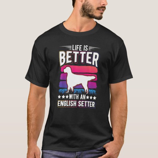 Mit einem englischen Setter T-Shirt (Vorderseite)