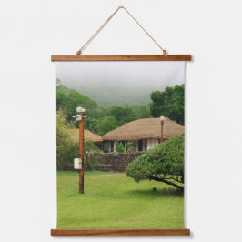 Mit einem Foto von Südkorea, Vertica Wandteppich Mit Holzrahmen