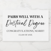 Mit einem Geschenk für Doktoranden an Abschluss gu Schaumweinetikett (Einzelnes Label)