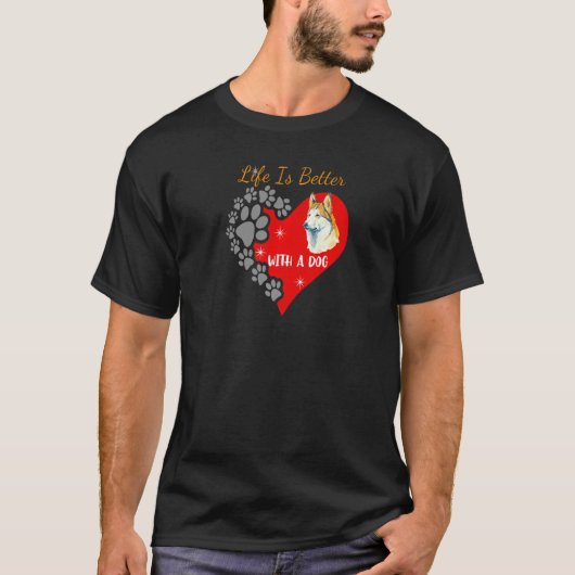 Mit einem Hund Husky T-Shirt (Vorderseite)