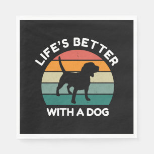 Mit einem Hund ist das Leben besser - Hund-Lover-D Serviette