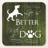 Mit einem Hundepapier-Untersetzer - Green Rechteckiger Pappuntersetzer (Vorderseite)