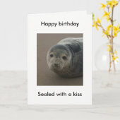 Mit einem Kuss niedliche Siegel Junggesellenkarte  Karte (Gelbe Blume)