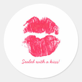 Mit einem Kuss Roter Lipstick - Valentinstag Runder Aufkleber