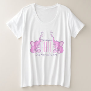 Mit einem Mädchen Herz Elefanten Mutterschafts-Tee Große Größe T-Shirt