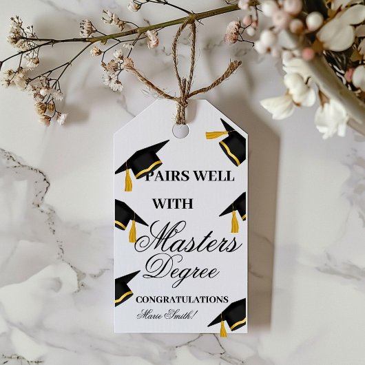 Mit einem Master-Abschluss-Abschluss-Geschenk perf Geschenkanhänger