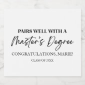 Mit einem Master-Grad-Abschluss-Geschenk gut paare Schaumweinetikett (Einzelnes Label)