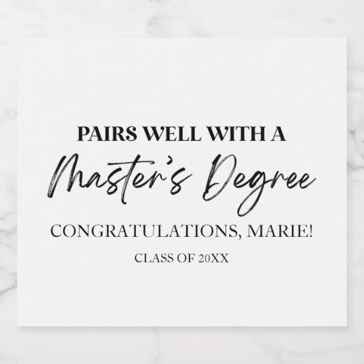 Mit einem Master-Grad-Abschluss-Geschenk gut paare Schaumweinetikett (Einzelnes Label)