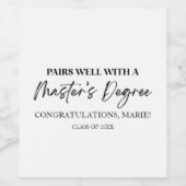 Mit einem Master-Grad-Abschluss-Geschenk gut paare Weinetikett (Einzelnes Label)