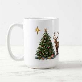Mit einem Rentier und Geschenken geschmückter Weih Kaffeetasse