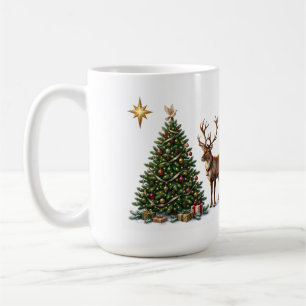 Mit einem Rentier und Geschenken geschmückter Weih Kaffeetasse