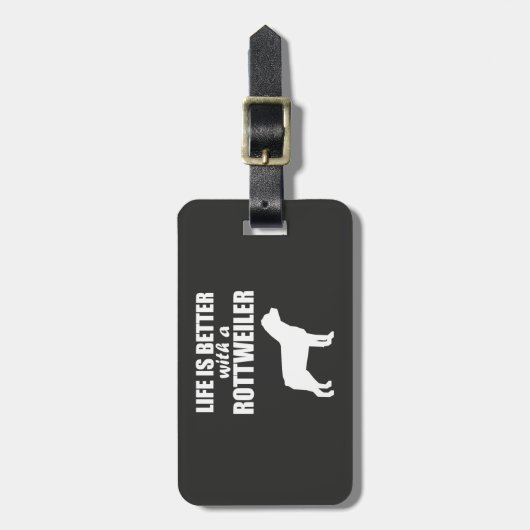 Mit einem Rottweiler Gepäckanhänger (Vorderseite vertikal)