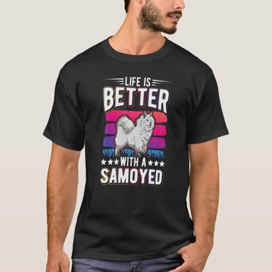 Mit einem Samoyed T-Shirt (Vorderseite)
