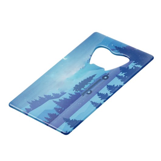 Mit einem Weihnachtsbaum die Straße hinunter fahre Geldbeutel Flaschenöffner (Vorderseite Schrägansicht)