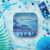 Mit einem Weihnachtsbaum die Straße hinunter fahre Pappteller (Party)