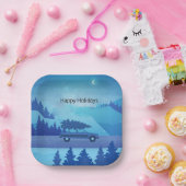 Mit einem Weihnachtsbaum die Straße hinunter fahre Pappteller (Party)