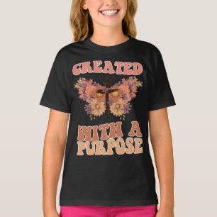 Mit einem Ziel erschaffen – Schmetterling und Kreu T-Shirt