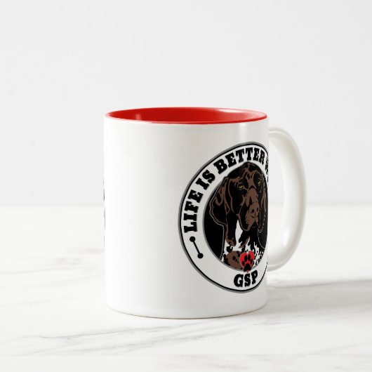 Mit einer APS-Hundezucht ist das Leben besser Zweifarbige Tasse (VorderseiteRechts)