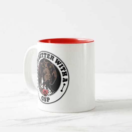 Mit einer APS-Hundezucht ist das Leben besser Zweifarbige Tasse (Vorderseite Links)