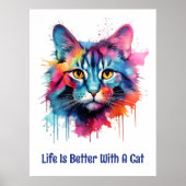 Mit einer Katze ist das Leben besser. Niedliche fa Poster (Vorne)