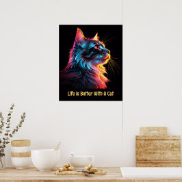 Mit einer Katze ist das Leben besser. Niedliche fa Poster