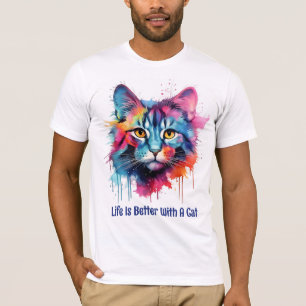 Mit einer Katze ist das Leben besser. Niedliche fa T-Shirt