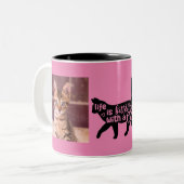 Mit einer Katze ist das Leben besser Zweifarbige Tasse (Vorderseite Links)