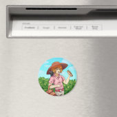 Mit einer Katze zum Picnic gehen Magnet (In Situ (Geschirrspüler))