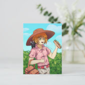 Mit einer Katze zum Picnic gehen Postkarte (Stehend Vorderseite)