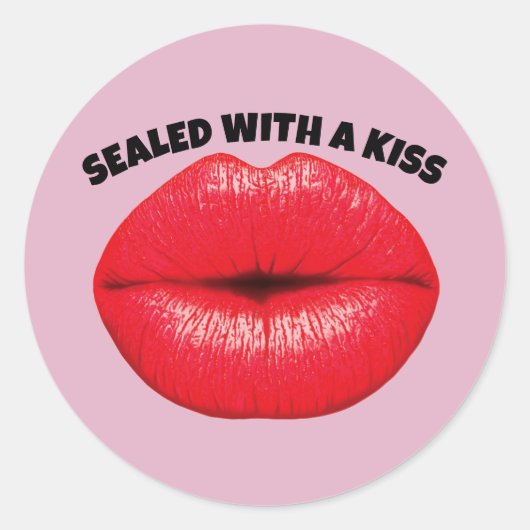 MIT EINER KISSE VERSEHEN, ROTE LIPS-STICKER RUNDER AUFKLEBER (Vorderseite)